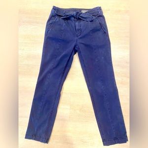 Anthropologie Navy Blue Distressed Cotton Crop